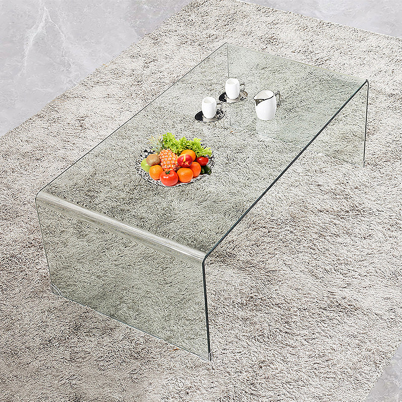 Modern Square Sled Base Glass Square Coffee Table for Apartment