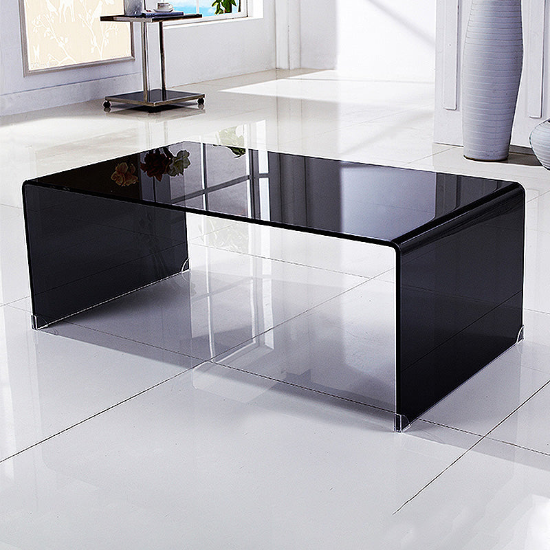 Modern Square Sled Base Glass Square Coffee Table for Apartment