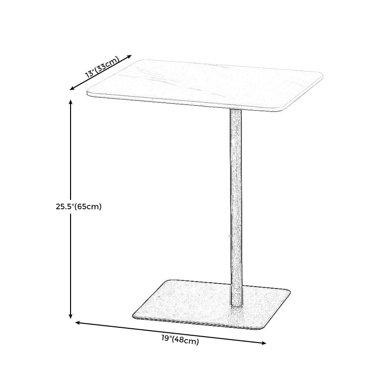 Living Room Rectangular End Table 11"Tall Contemporary Iron Pedestal Side Table