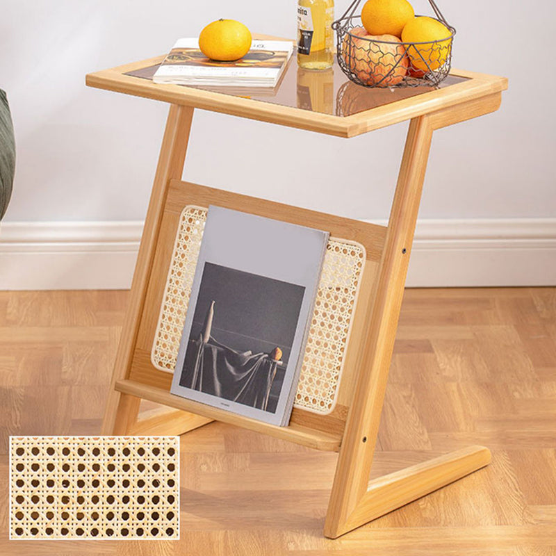 Living Room Rectangular Bamboo Side Table Natural/Brown One-Shelf End Table