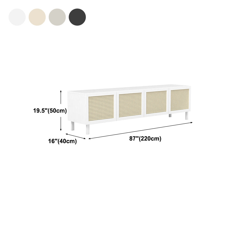 Rattan 4 Doors Buffet Table 20-inch Height Wood Kitchen Table for Dining Room