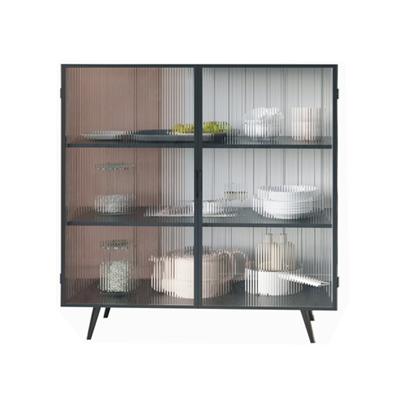 2 Glass Doors Buffet Server 42-inch Height Modern Kitchen Server for Dining Room