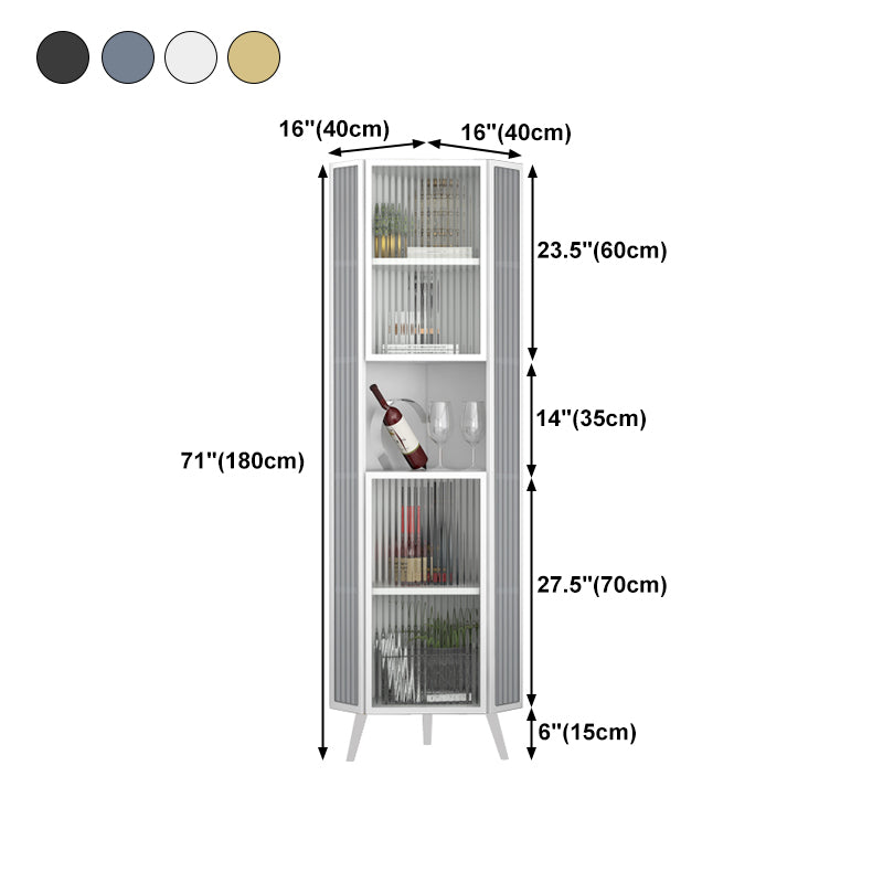 Living Room Glam Style Kitchen Buffet Server Glass Door Metal Frame Dining Server