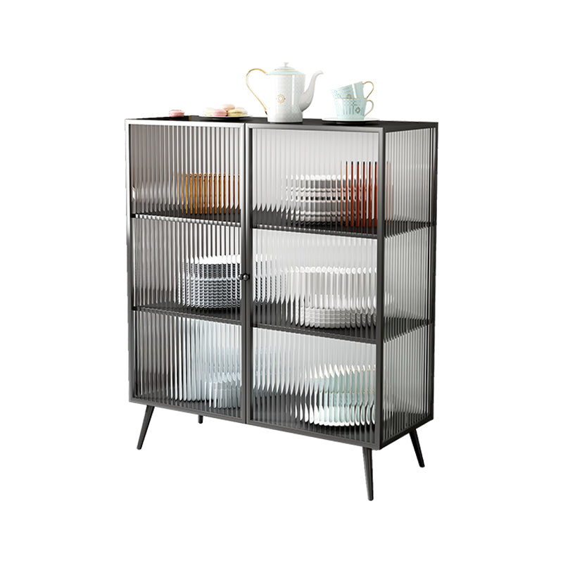 Glass Door Iron Sideboard Modern Server Cabinet with Storage for Dining Room