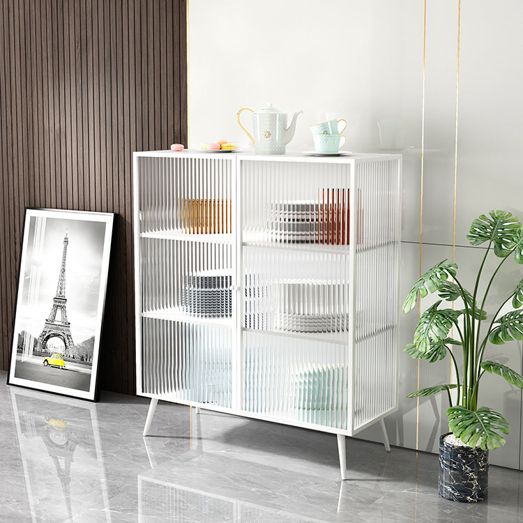 Glass Door Iron Sideboard Modern Server Cabinet with Storage for Dining Room