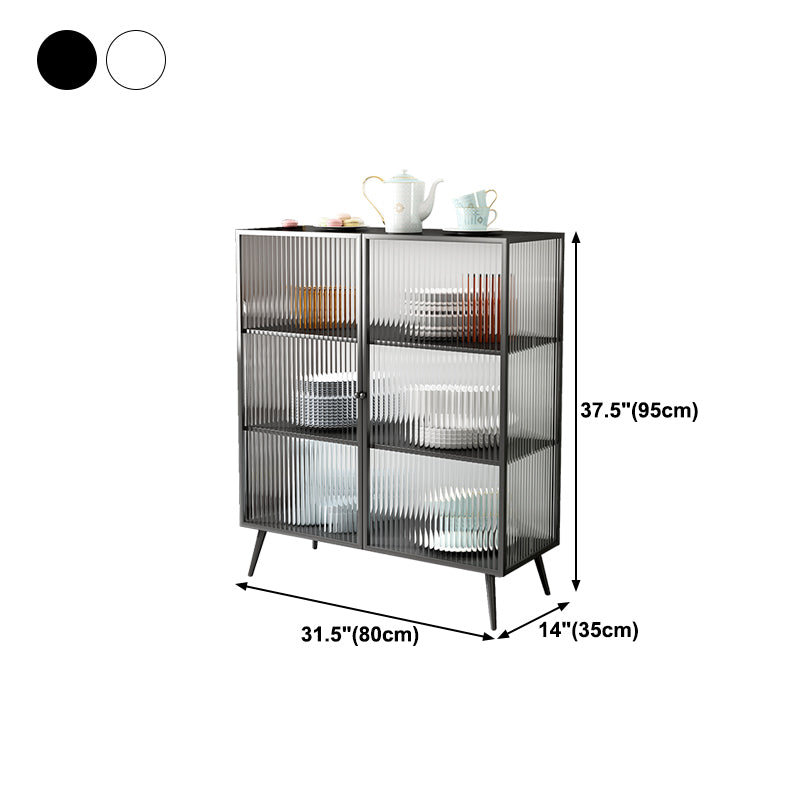 Glass Door Iron Sideboard Modern Server Cabinet with Storage for Dining Room