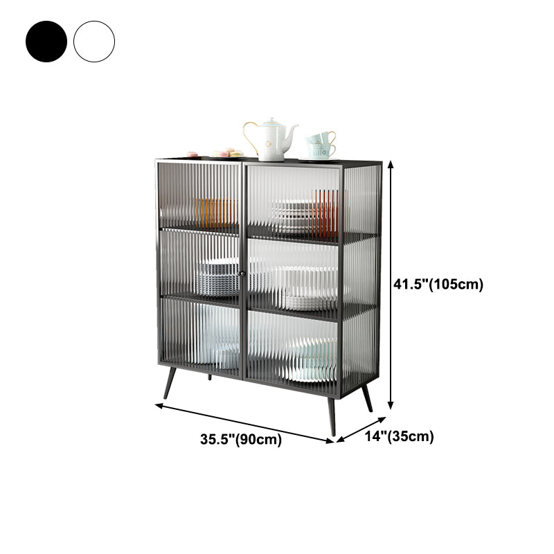 Glass Door Iron Sideboard Modern Server Cabinet with Storage for Dining Room