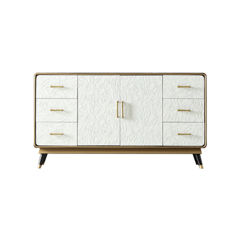 Glam Birch Sideboard Adjustable Shelving Cabinets Credenza with Drawer for Living Room