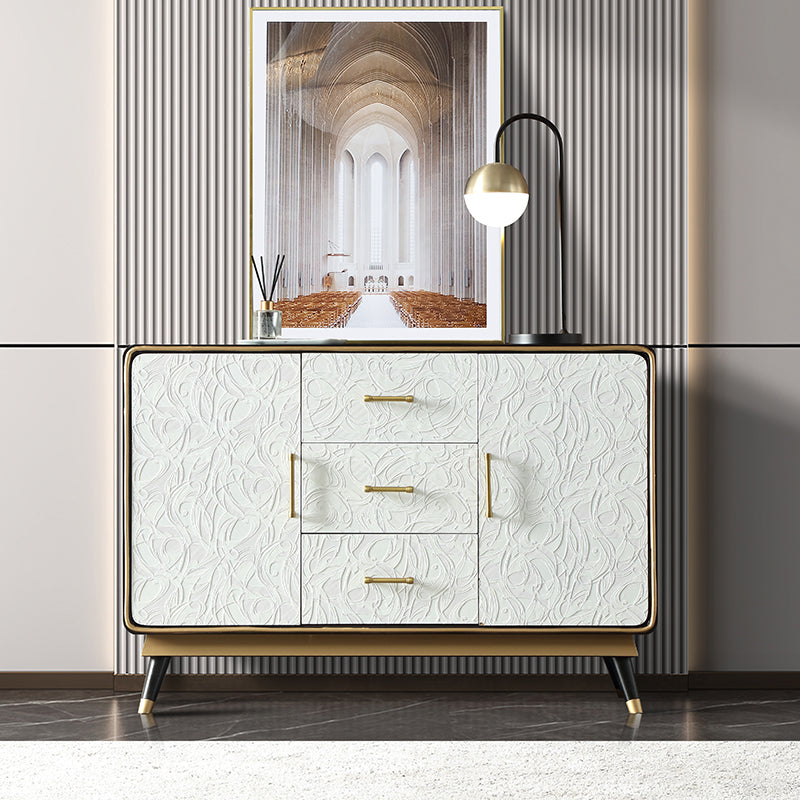 Glam Birch Sideboard Adjustable Shelving Cabinets Credenza with Drawer for Living Room