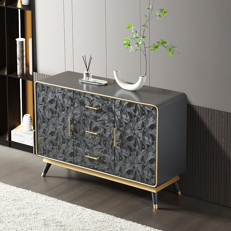 Glam Birch Sideboard Adjustable Shelving Cabinets Credenza with Drawer for Living Room