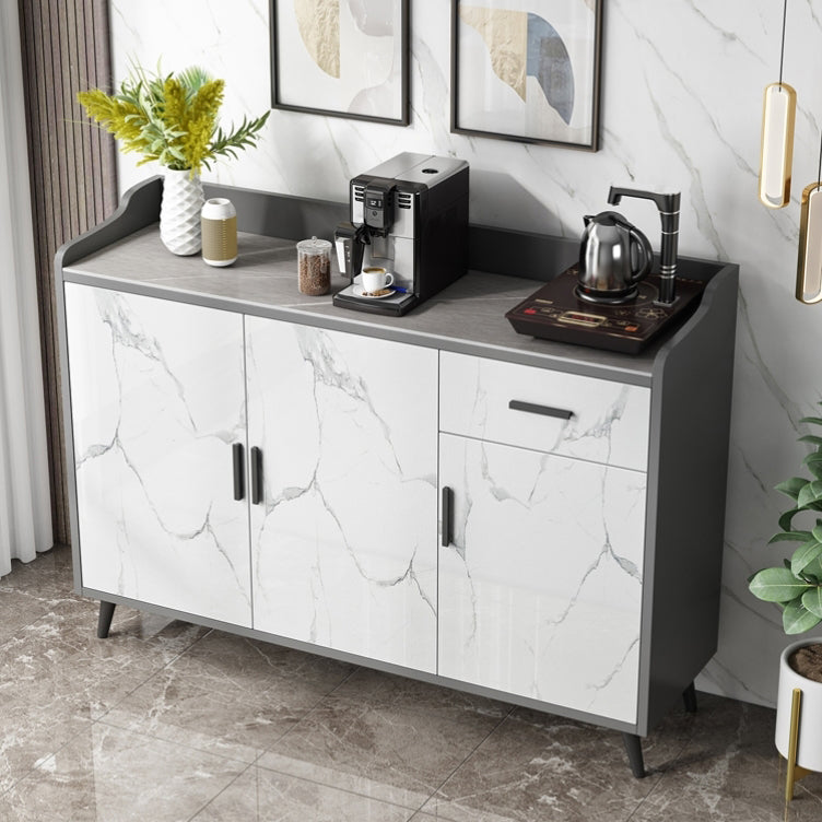 1-Drawer Engineered Wood Sideboard Glam Stone Countertop Credenza for Living Room