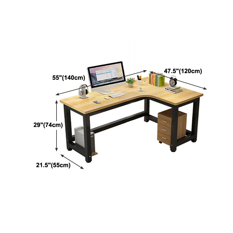 L-Shape Wooden Writing Desk Cable Management Right Corner Desk Excluding Chair Cabinet