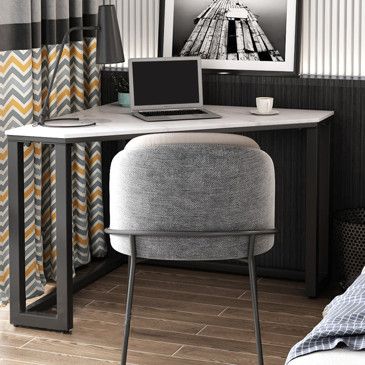 Corner Desk Modern Style SLATE Top Black Metal Legs for Bedroom