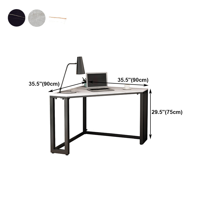 Corner Desk Modern Style SLATE Top Black Metal Legs for Bedroom