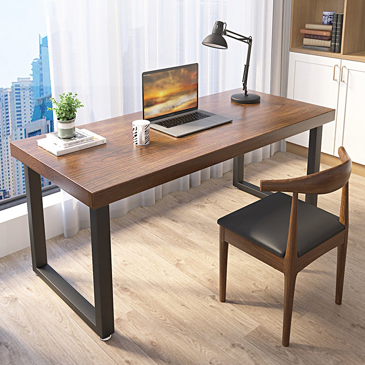 Industrial Sled Base Writing Desk Rectangular Solid Wood Office Desk