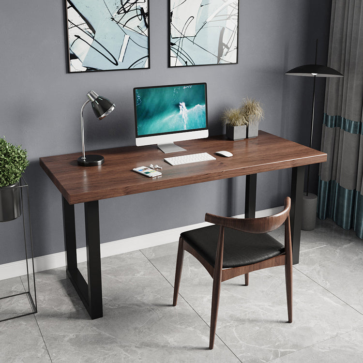 Industrial Style Office Desk Rectangular Solid Wood Desk with Black Legs