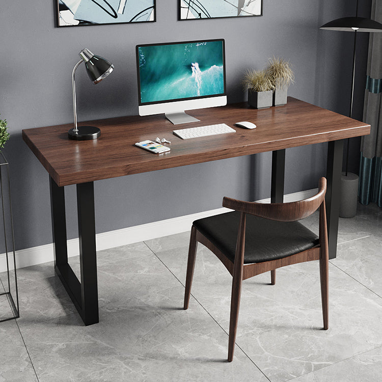 Industrial Style Office Desk Rectangular Solid Wood Desk with Black Legs