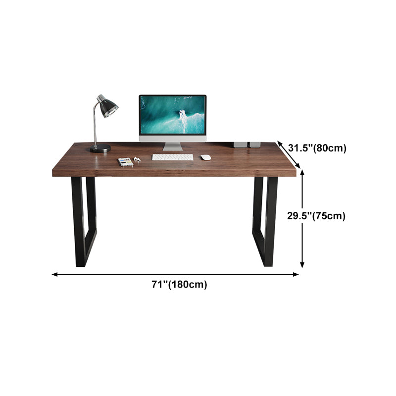 Industrial Style Office Desk Rectangular Solid Wood Desk with Black Legs