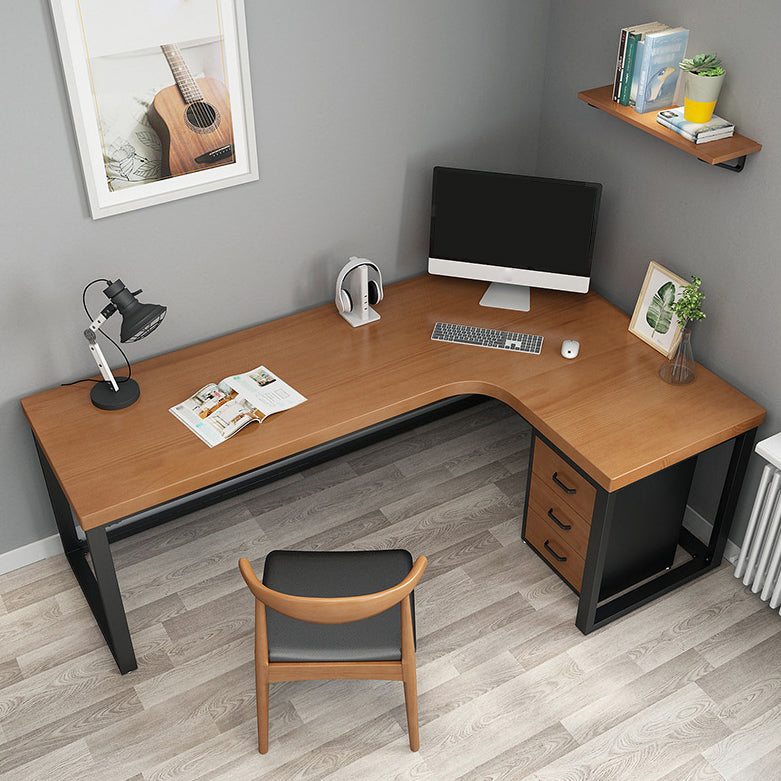 Industrial Style Writing Desk L-Shape Solid Wood Office Desk