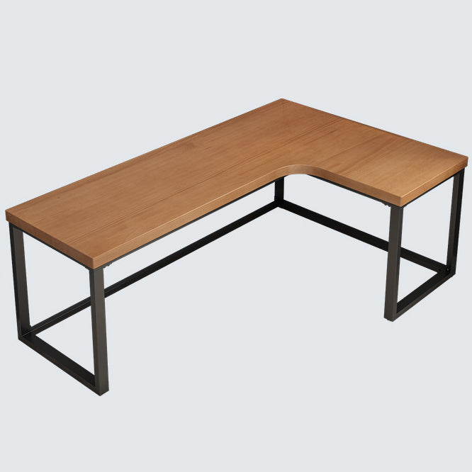 Industrial Style Writing Desk L-Shape Solid Wood Office Desk