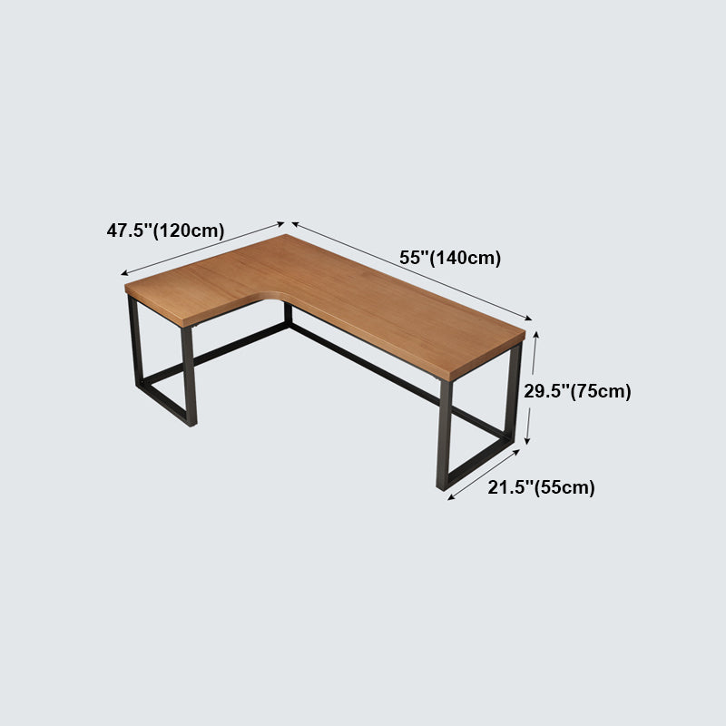 Industrial Style Writing Desk L-Shape Solid Wood Office Desk