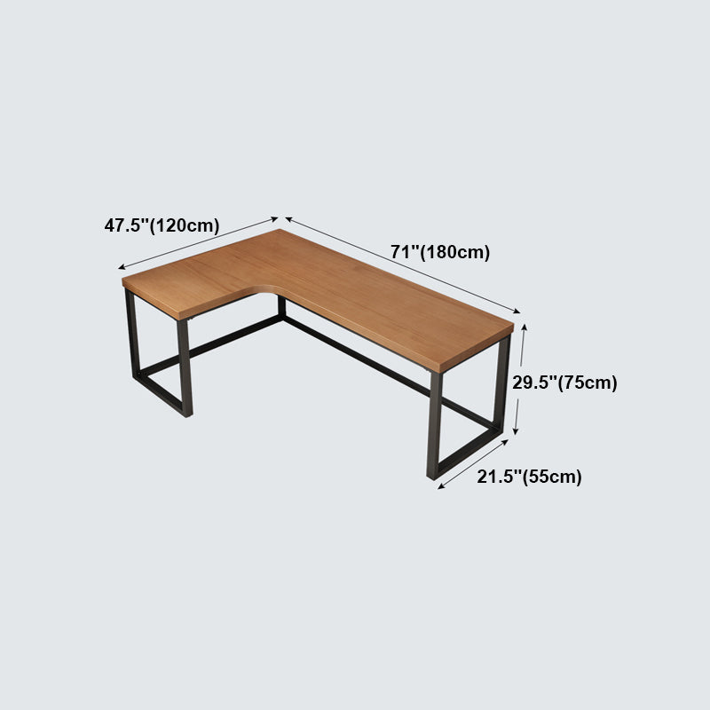 Industrial Style Writing Desk L-Shape Solid Wood Office Desk