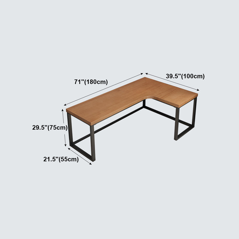 Industrial Style Writing Desk L-Shape Solid Wood Office Desk