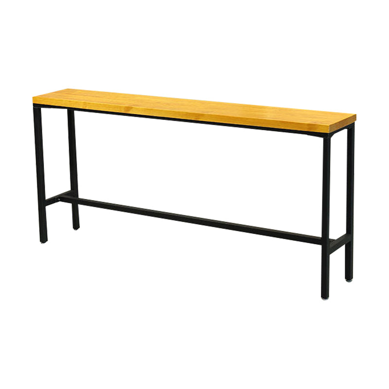 Solid Wood Bar Table Industrial Rectangle Bar Table with Trestle Base in Black