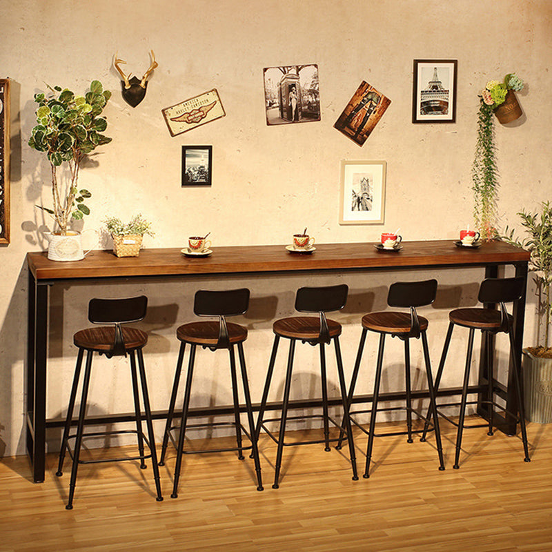 Brown Trestle Industrial Cocktail Bar Table Rectangle Footrest Indoor Bar Wine Table