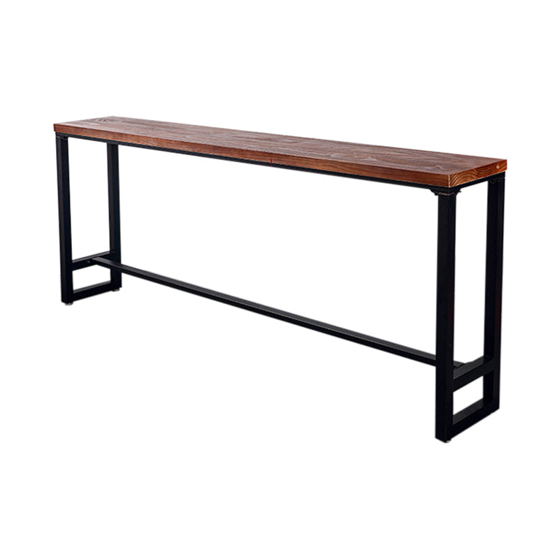 Brown Trestle Industrial Cocktail Bar Table Rectangle Footrest Indoor Bar Wine Table