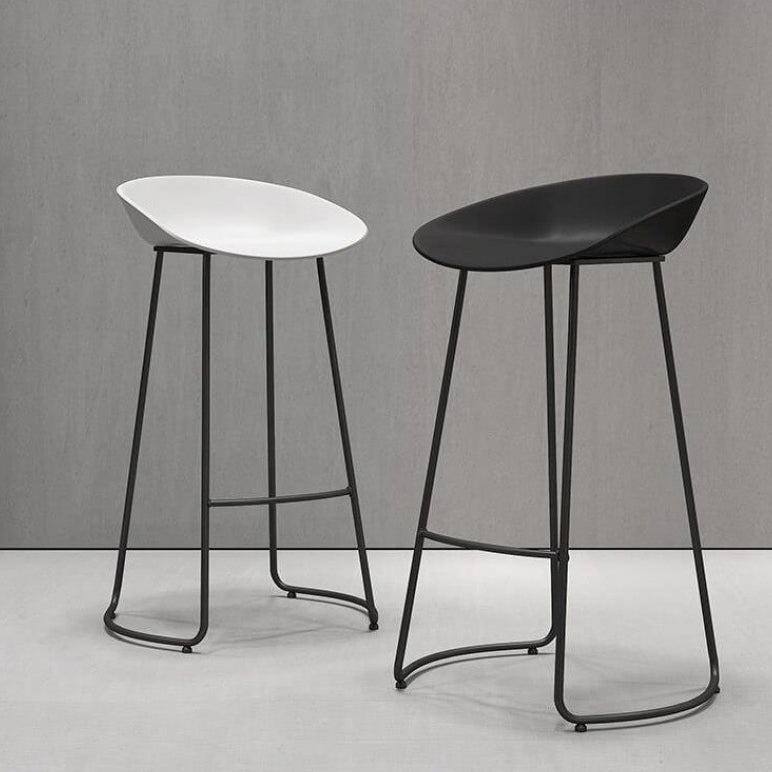 Modern Milk Tea Shop Low Back Stool Matte Finish Plastic Barstool