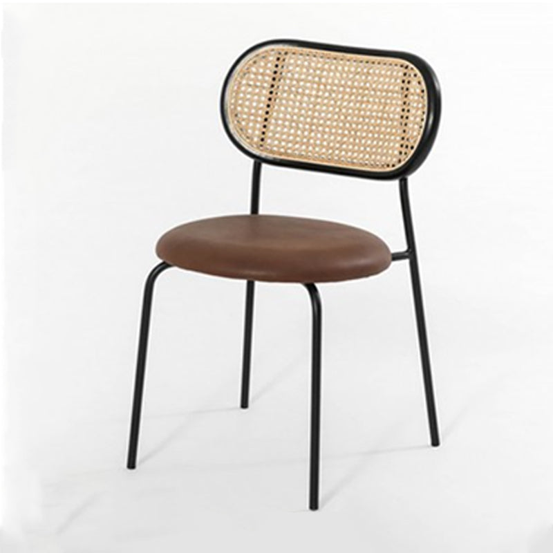 Modern Style PU Leather Chair Cane Back Armless Dining Chair