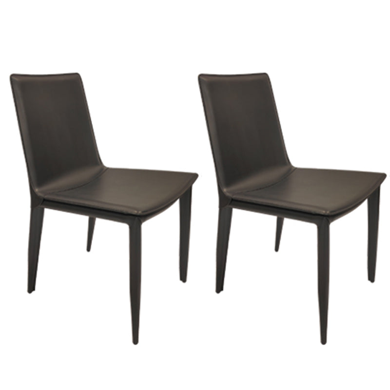 Glam Dining Room Side Chairs Leather Armless Dining Chairs for Home