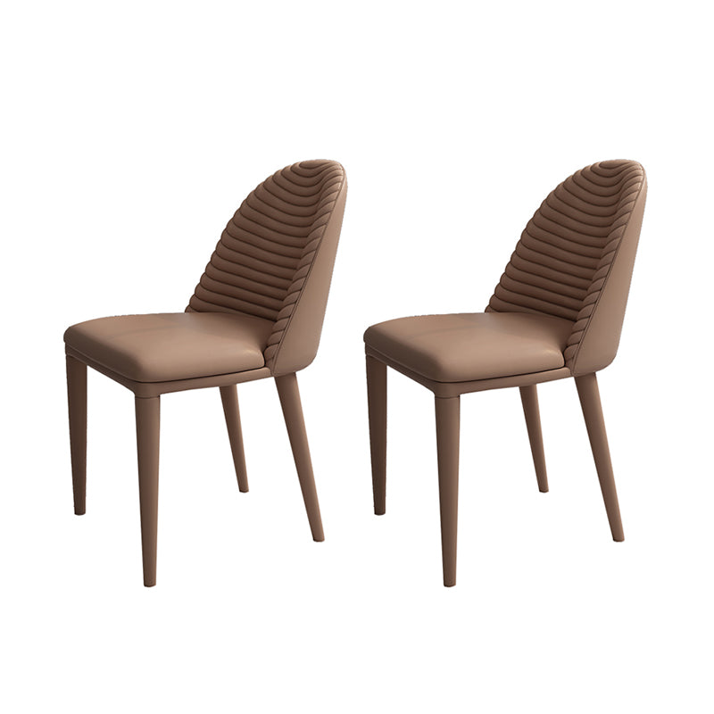 Glam Dining Room Side Chairs Faux Leather Metal Base Armless Chairs