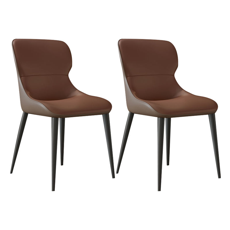 Modern Parsons Side Chair Leather Indoor Dining Chair (Set of 2)