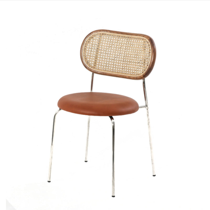 Modern Style PU Leather Chair Cane Back Armless Dining Chair for Home