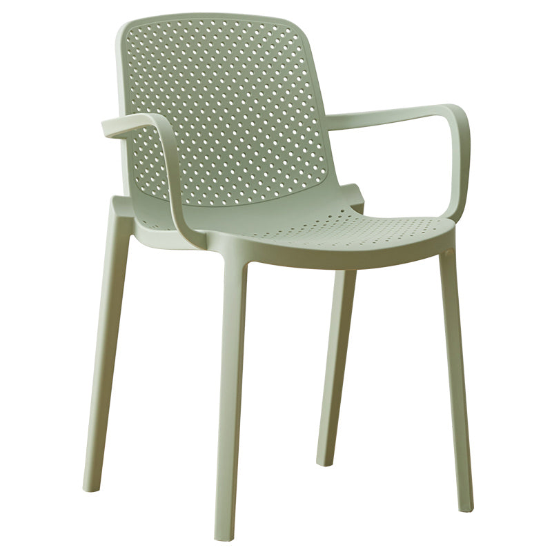 Plastic Contemporary Kitchen Dining Chair Arm Solid Back Chair