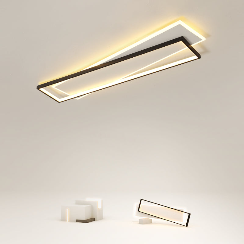 Metal Rectangular Close to Ceiling Lighting Modern LED Black Ceiling Light