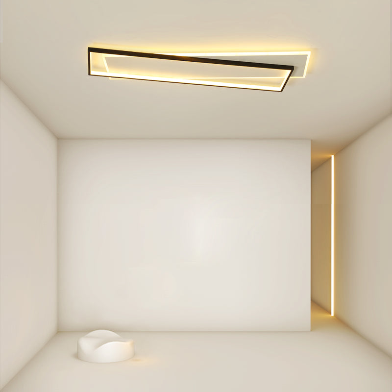 Metal Rectangular Close to Ceiling Lighting Modern LED Black Ceiling Light