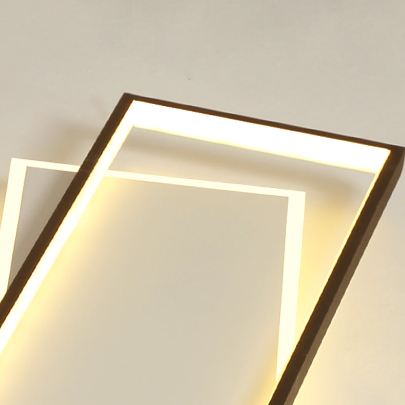 Metal Rectangular Close to Ceiling Lighting Modern LED Black Ceiling Light