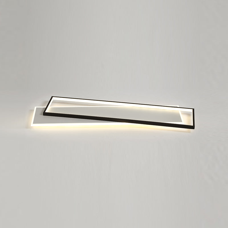 Metal Rectangular Close to Ceiling Lighting Modern LED Black Ceiling Light