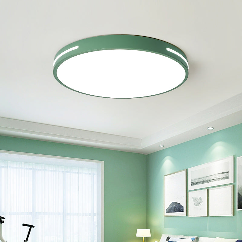 Round Shape LED Ceiling Lamp Modern Macaroon Iron 1 Light Flush Mount for Corridor