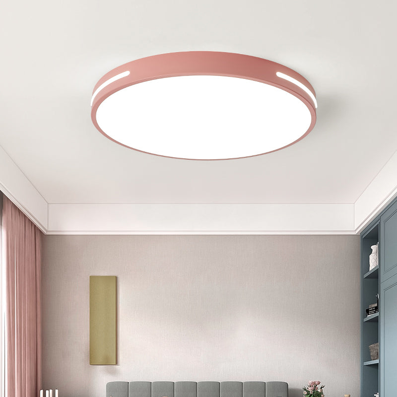 Round Shape LED Ceiling Lamp Modern Macaroon Iron 1 Light Flush Mount for Corridor