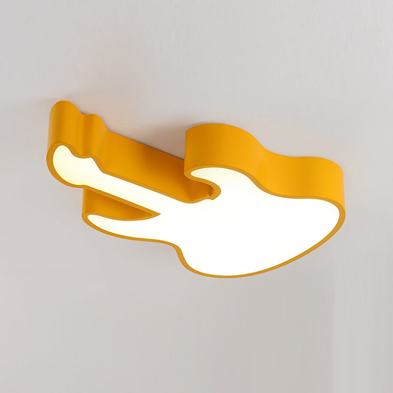 Guitar Flush Ceiling Light Kids Style Metal LED Kindergarten Ceiling Lighting