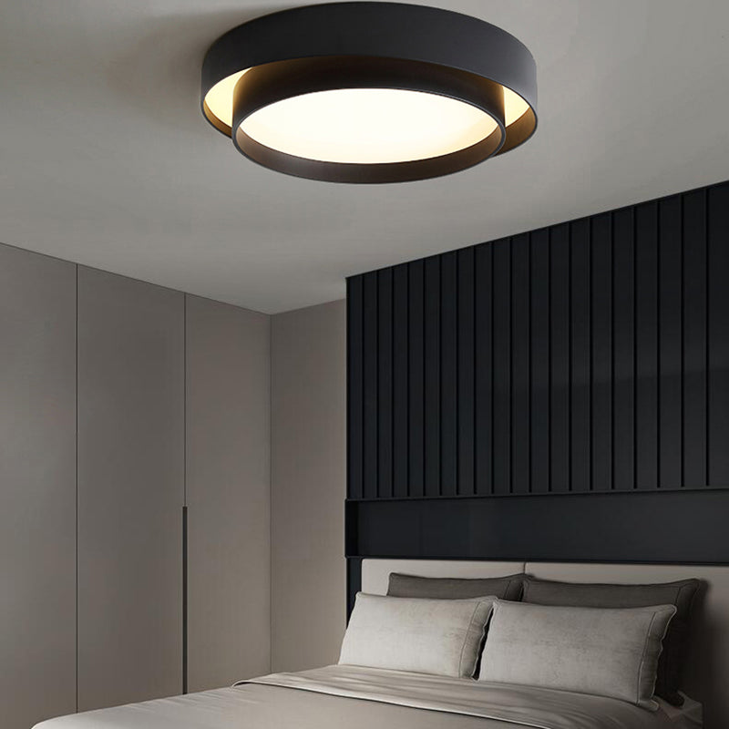 Modern Style Circular Shade Ceiling Lamp Metal 1 Headed Ceiling Lighting for Living Room