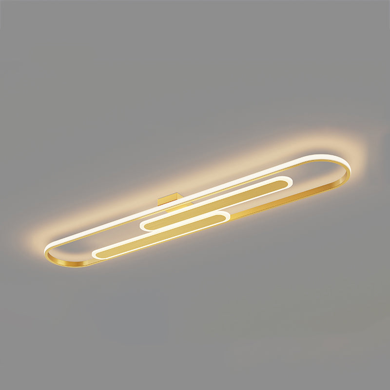 Modern Style Linear Shade Ceiling Light Metal 3 Headed Ceiling Light for Restaurant