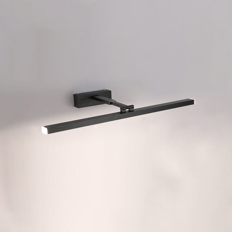 Linear Shape Metal Wall Sconce Modern 1 Light Mirror Swing Arm Wall Light Sconces in Black