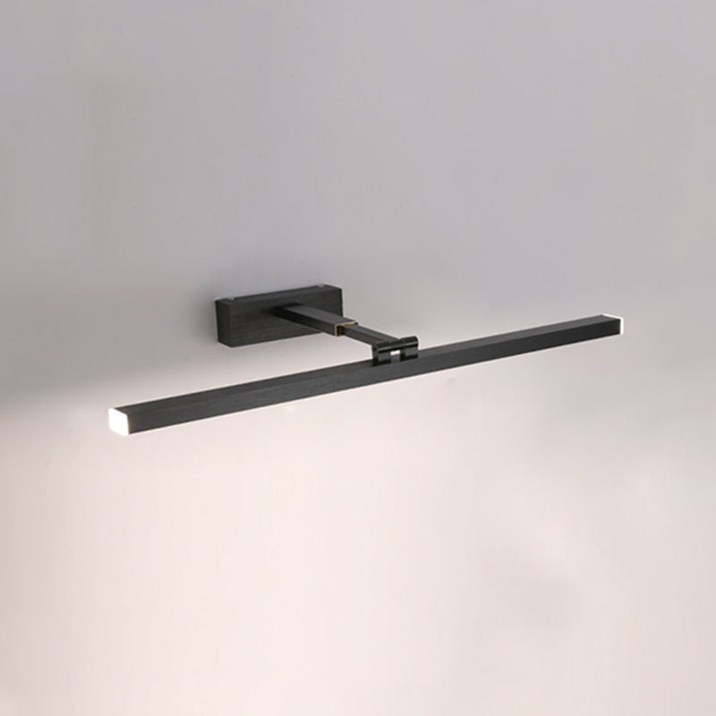 Linear Shape Metal Wall Sconce Modern 1 Light Mirror Swing Arm Wall Light Sconces in Black