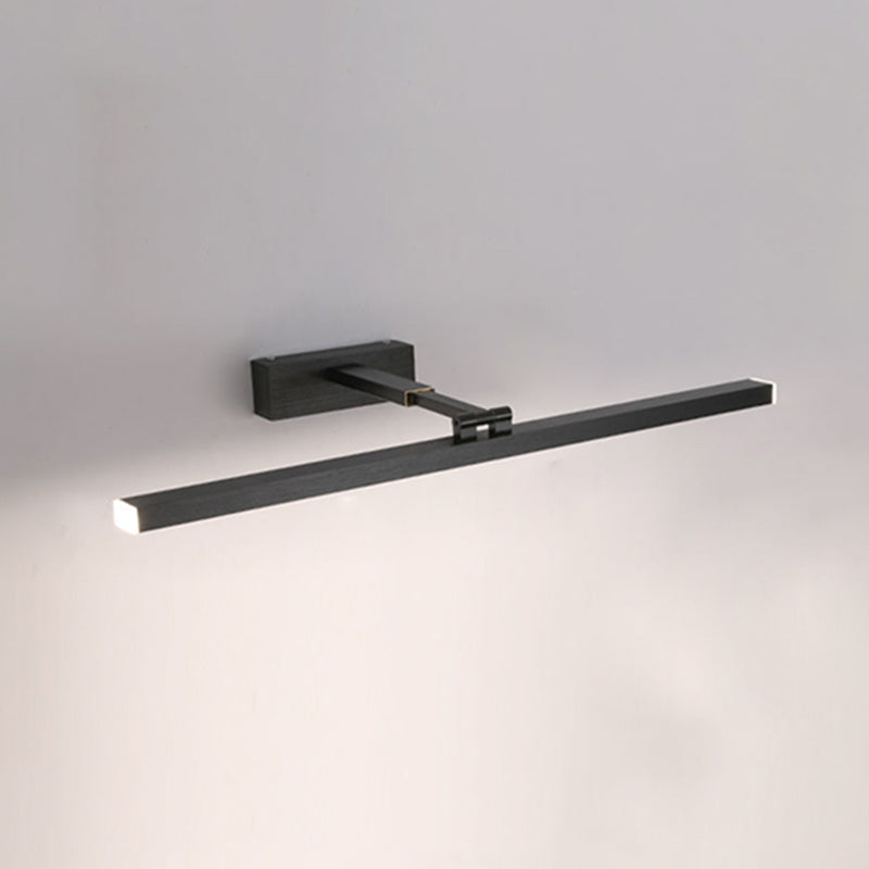 Linear Shape Metal Wall Sconce Modern 1 Light Mirror Swing Arm Wall Light Sconces in Black