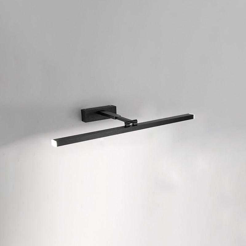 Linear Shape Metal Wall Sconce Modern 1 Light Mirror Swing Arm Wall Light Sconces in Black